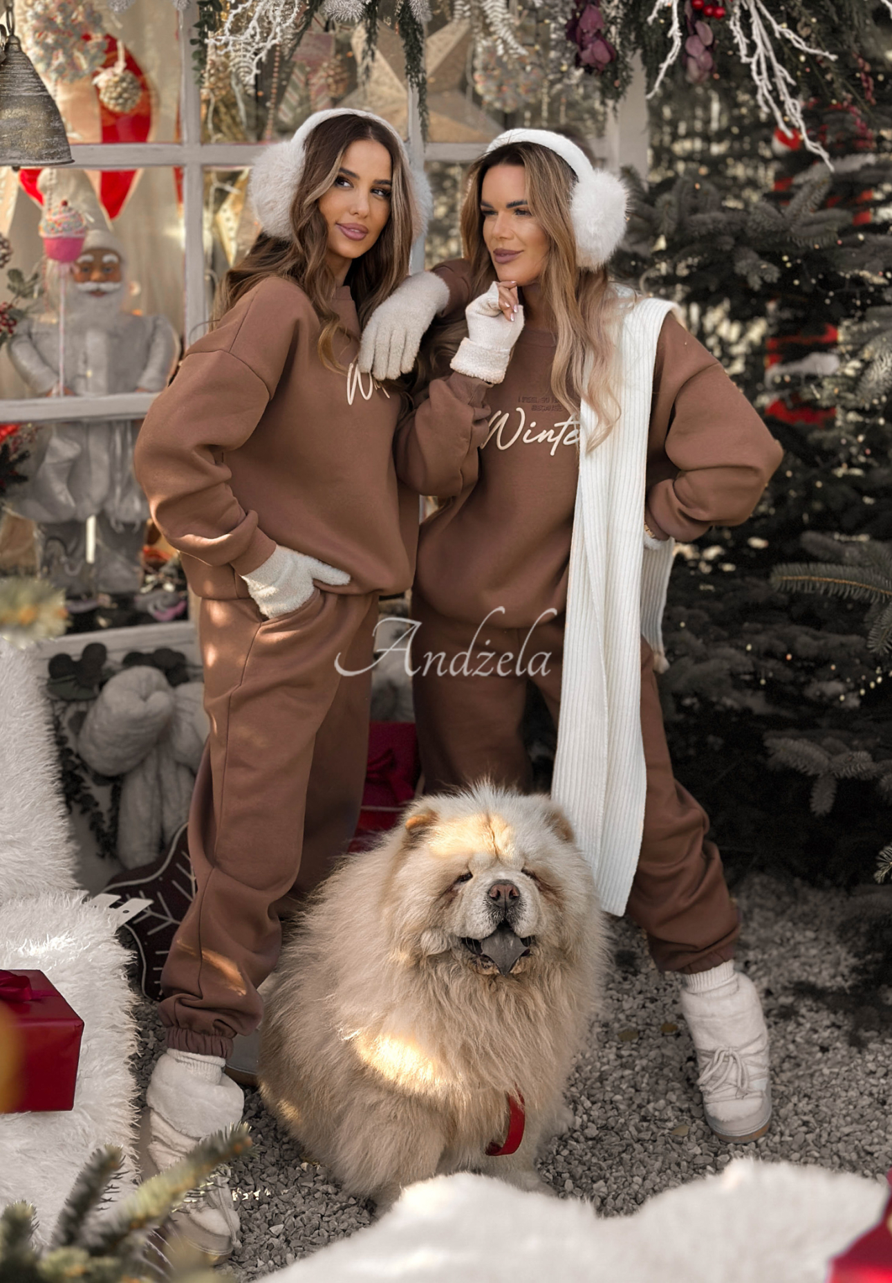 Trainingsnazug Sweatshirt und Hose So Happy Because Winter Schokoladenbraun