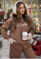 Sweat Set Sweatshirt i Hose So Happy Because Winter Schokoladenbraun