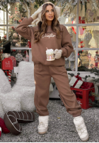 Sweat Set Sweatshirt i Hose So Happy Because Winter Schokoladenbraun