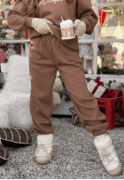 Sweat Set Sweatshirt i Hose So Happy Because Winter Schokoladenbraun