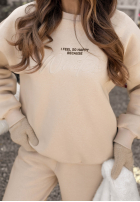 Sweat Set Sweatshirt i Hose So Happy Because Winter Beige