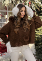 Pullover z kapturem i futerkiem Cinnamon Tea Schokoladenbraun