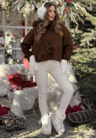 Pullover z kapturem i futerkiem Cinnamon Tea Schokoladenbraun