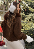 Pullover z kapturem i futerkiem Cinnamon Tea Schokoladenbraun