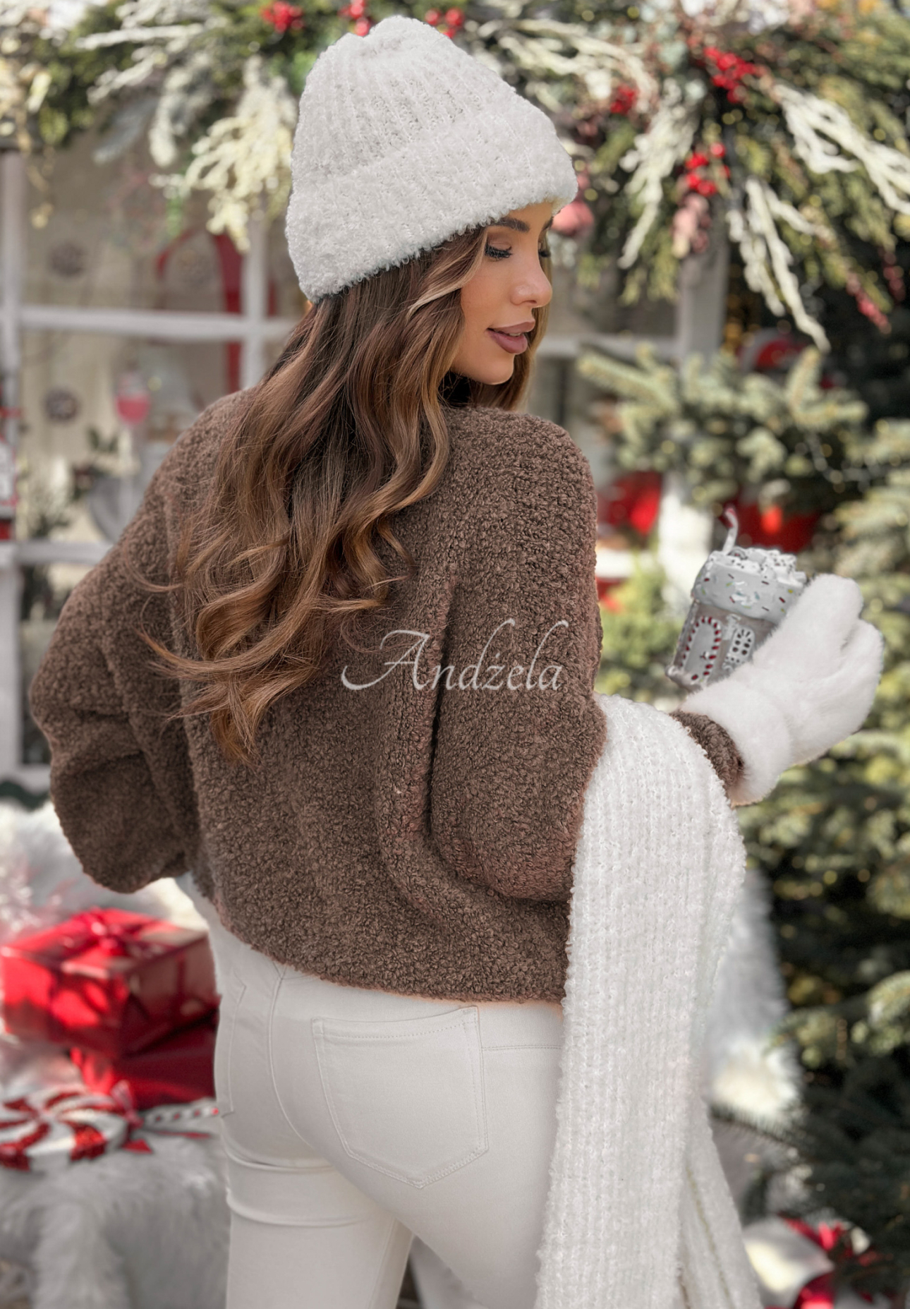 Pullover mit Mohair und Wolle Cuddly Companion Mokkafarben