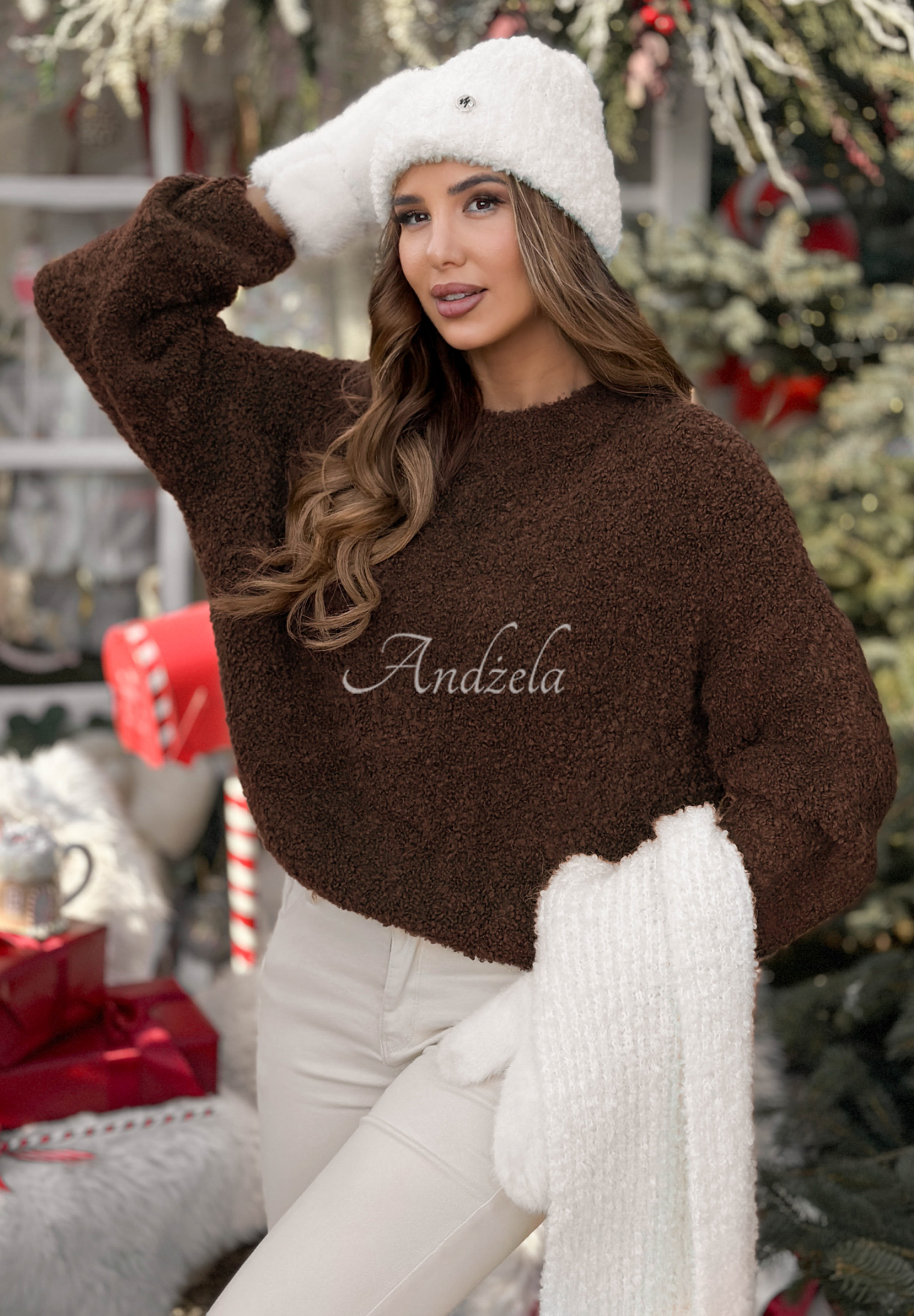 Pullover mit Mohair und Wolle Cuddly Companion Schokoladenbraun