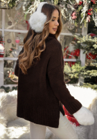 Pullover oversize z golfem Peaceful Schokoladenbraun