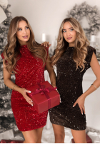 Cekinowa Kleid mini Merry Me Rot