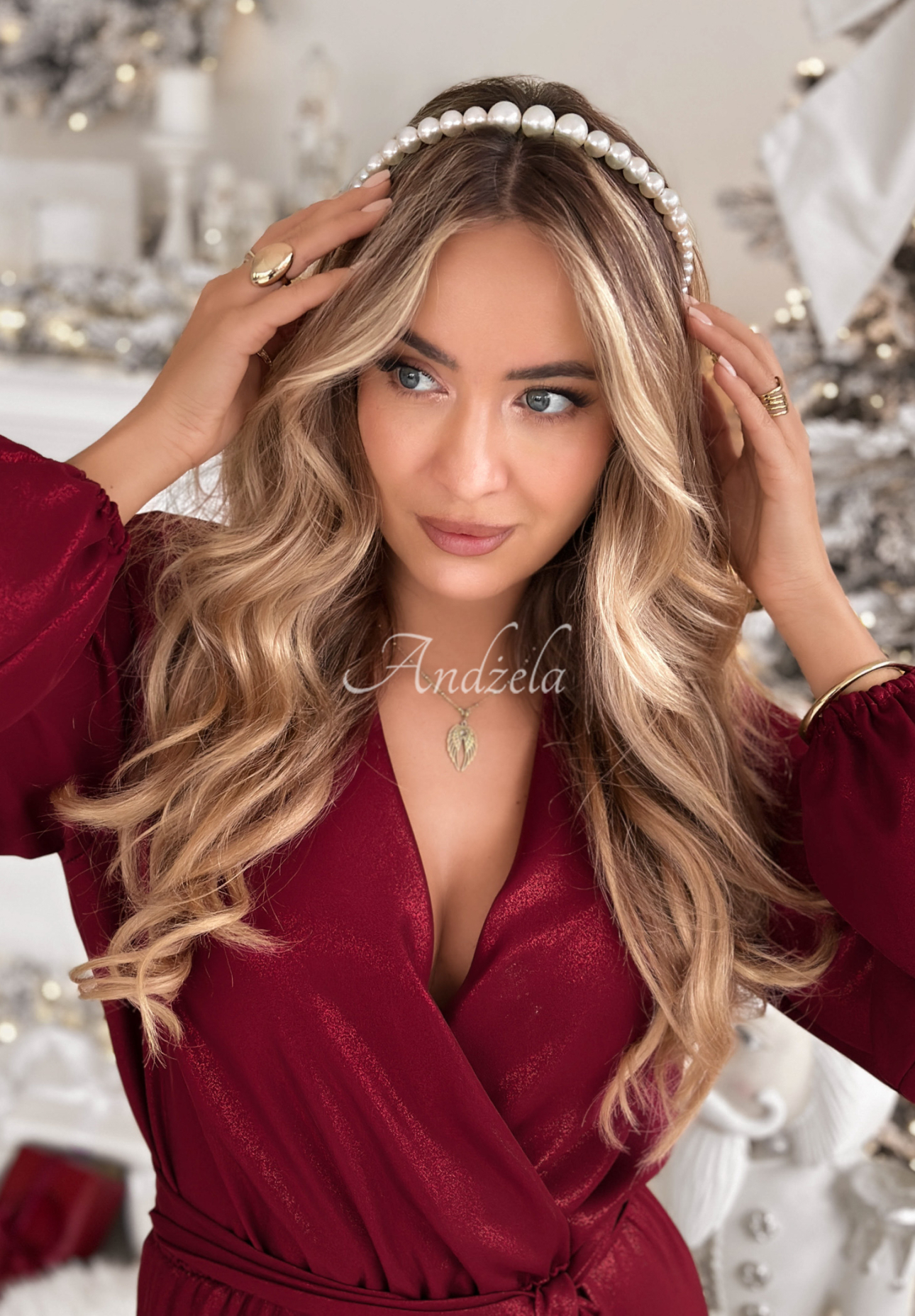 Perlen-Haarreifen Pearla Ecru