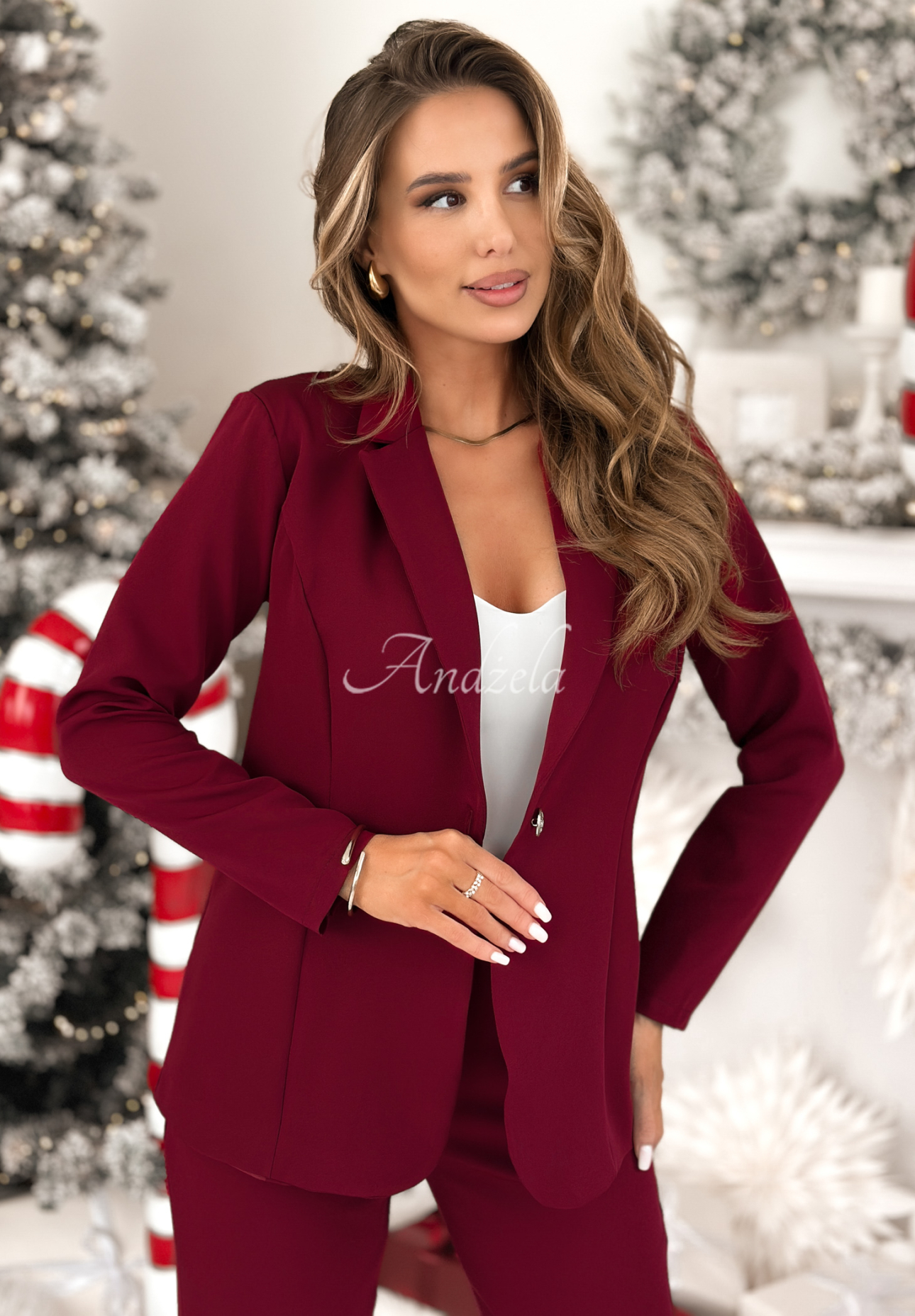 Set Blazer und Hose Don&#039;t Start Burgunderrot