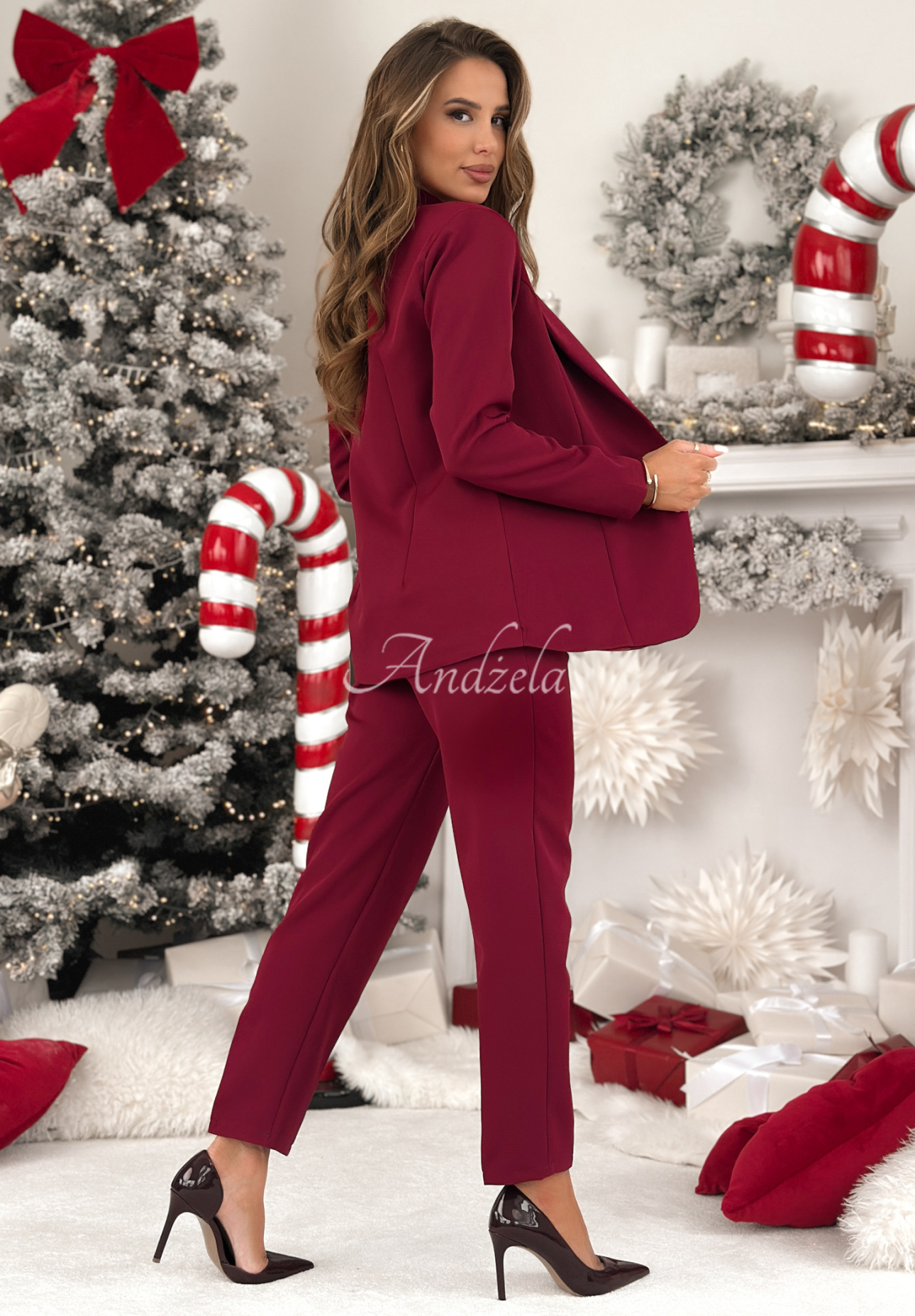 Set Blazer und Hose Don&#039;t Start Burgunderrot