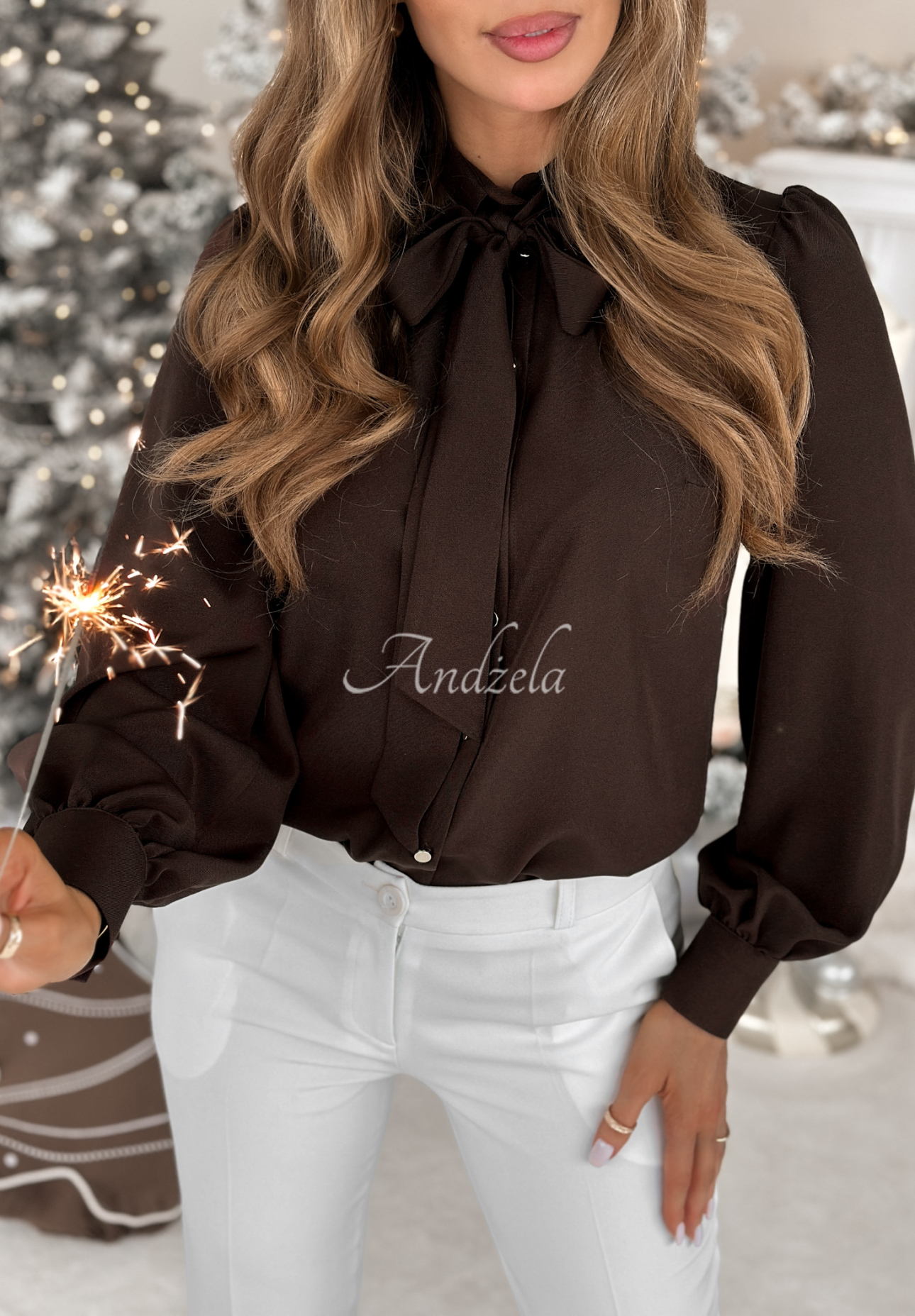 Viskosehemd mit Schnürung Special One Schokoladenbraun