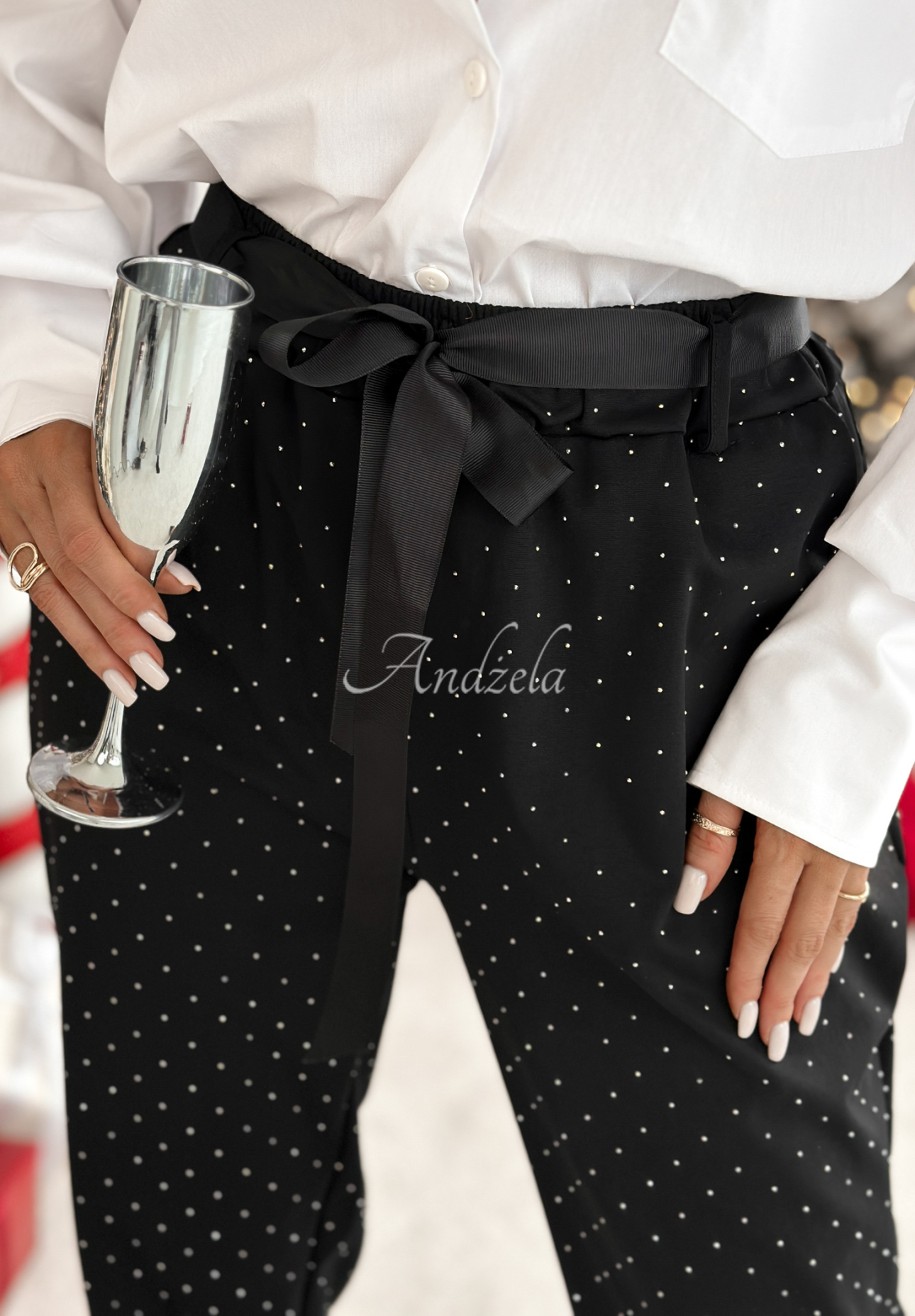 Stoffhose mit Kristallen Dazzling Choice Schwarz