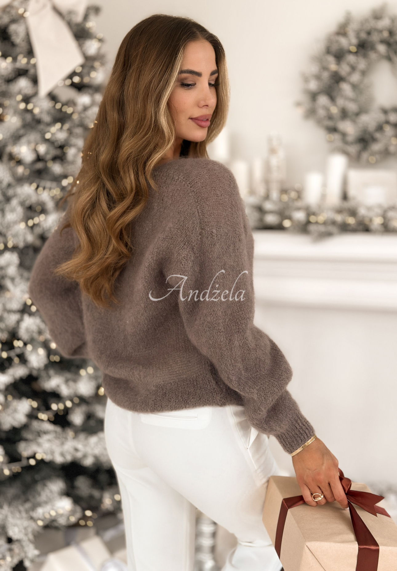 Mohairpullover mit V-Ausschnitt Sweater Soul Beige