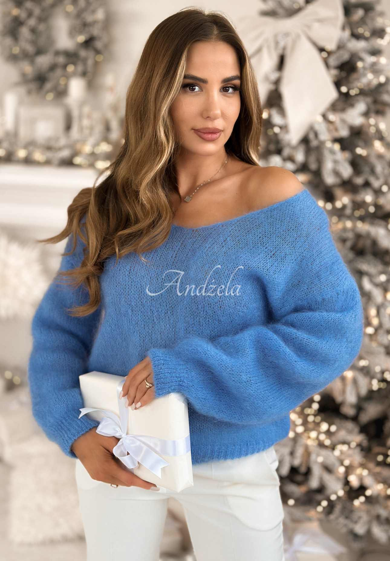 Mohairpullover mit V-Ausschnitt Sweater Soul Blau
