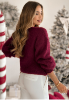 Moherowy Pullover z dekoltem w serek Sweater Soul Burgunderrot