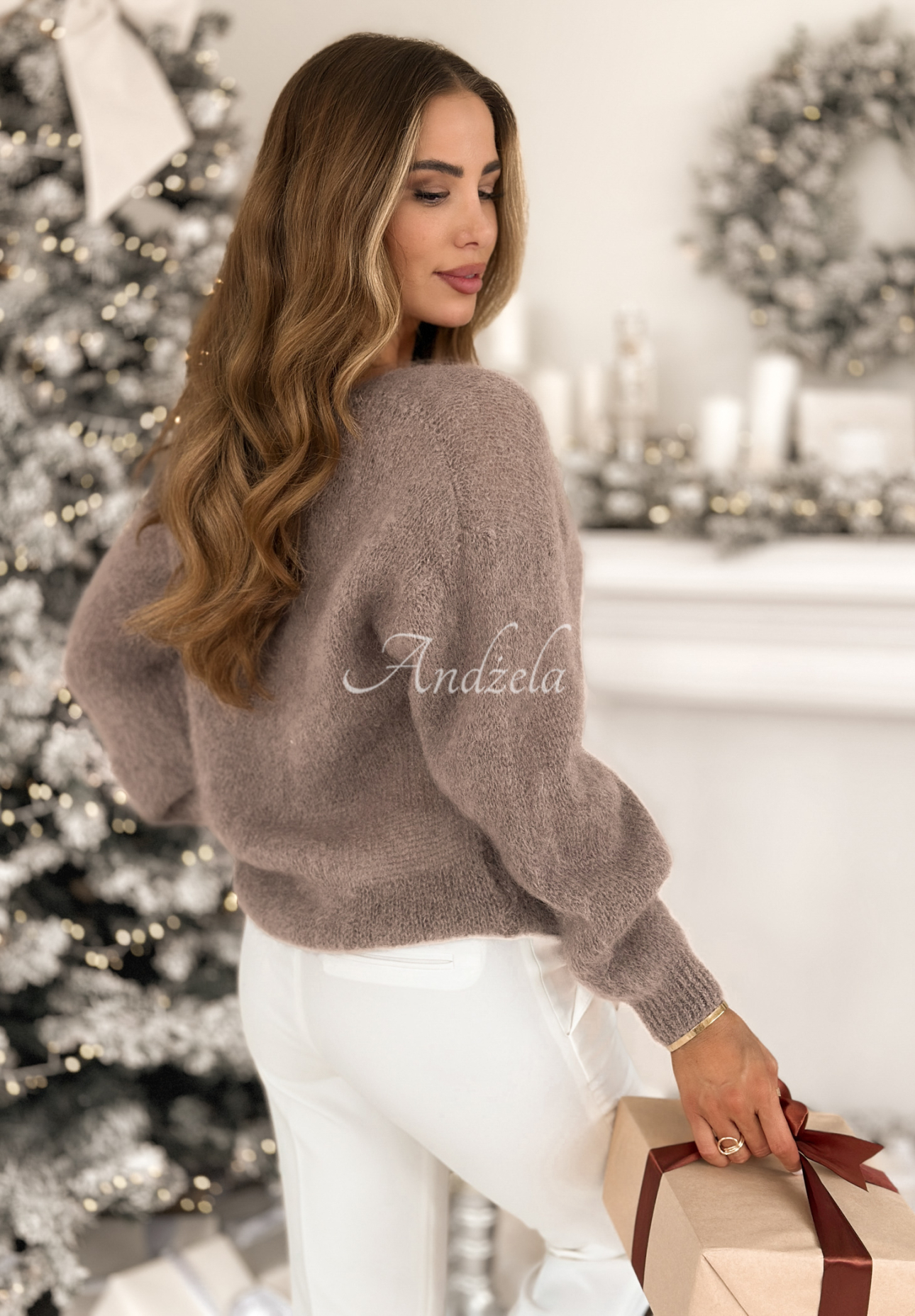 Mohairpullover mit V-Ausschnitt Sweater Soul Beige