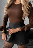 Bluse z ozdobnymi różami Rose All Day Schokoladenbraun