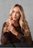 Bluse z ozdobnymi różami Rose All Day Schokoladenbraun