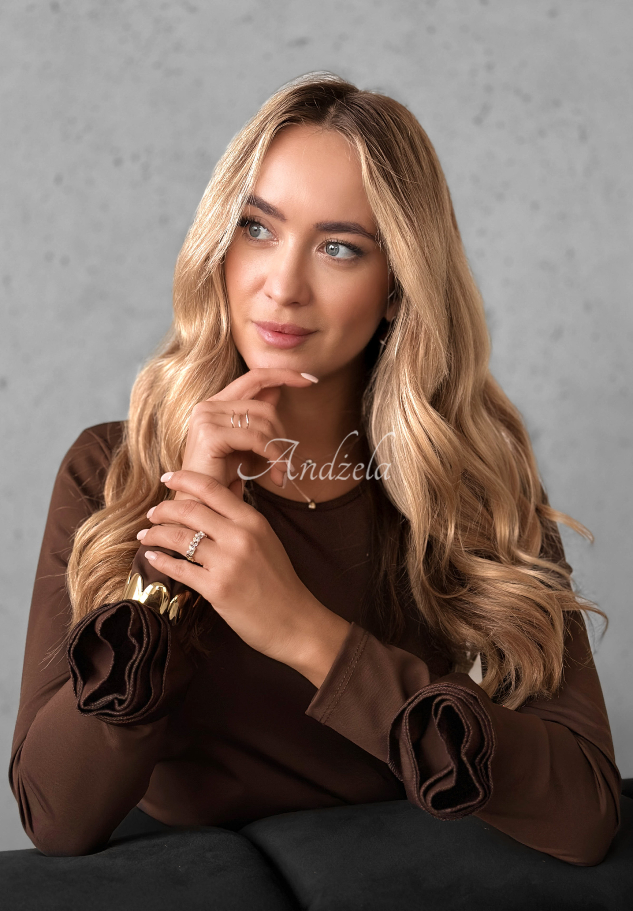 Bluse mit Rosenmuster Rose All Day Schokoladenbraun