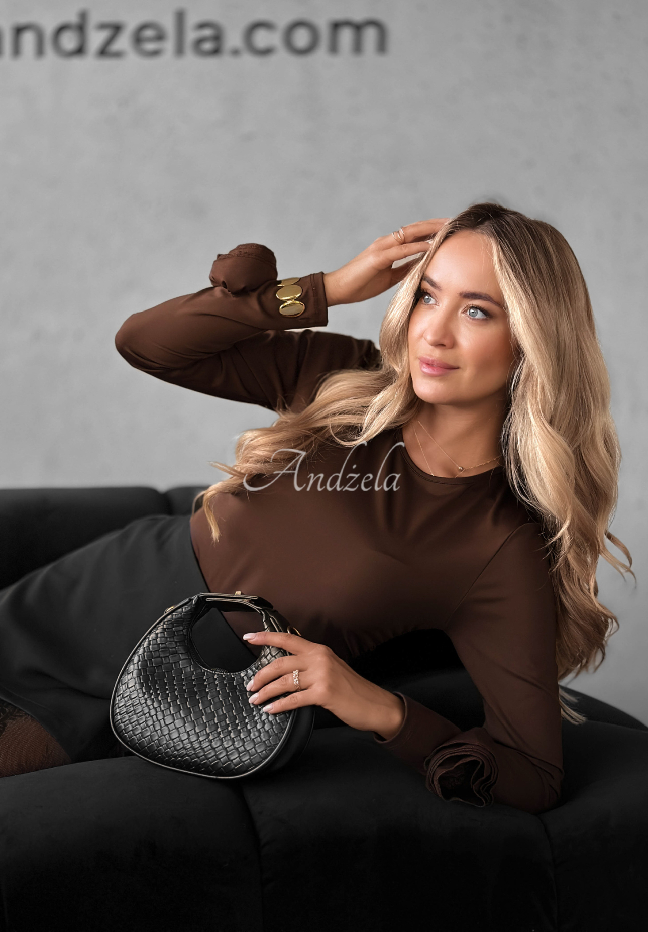 Bluse mit Rosenmuster Rose All Day Schokoladenbraun