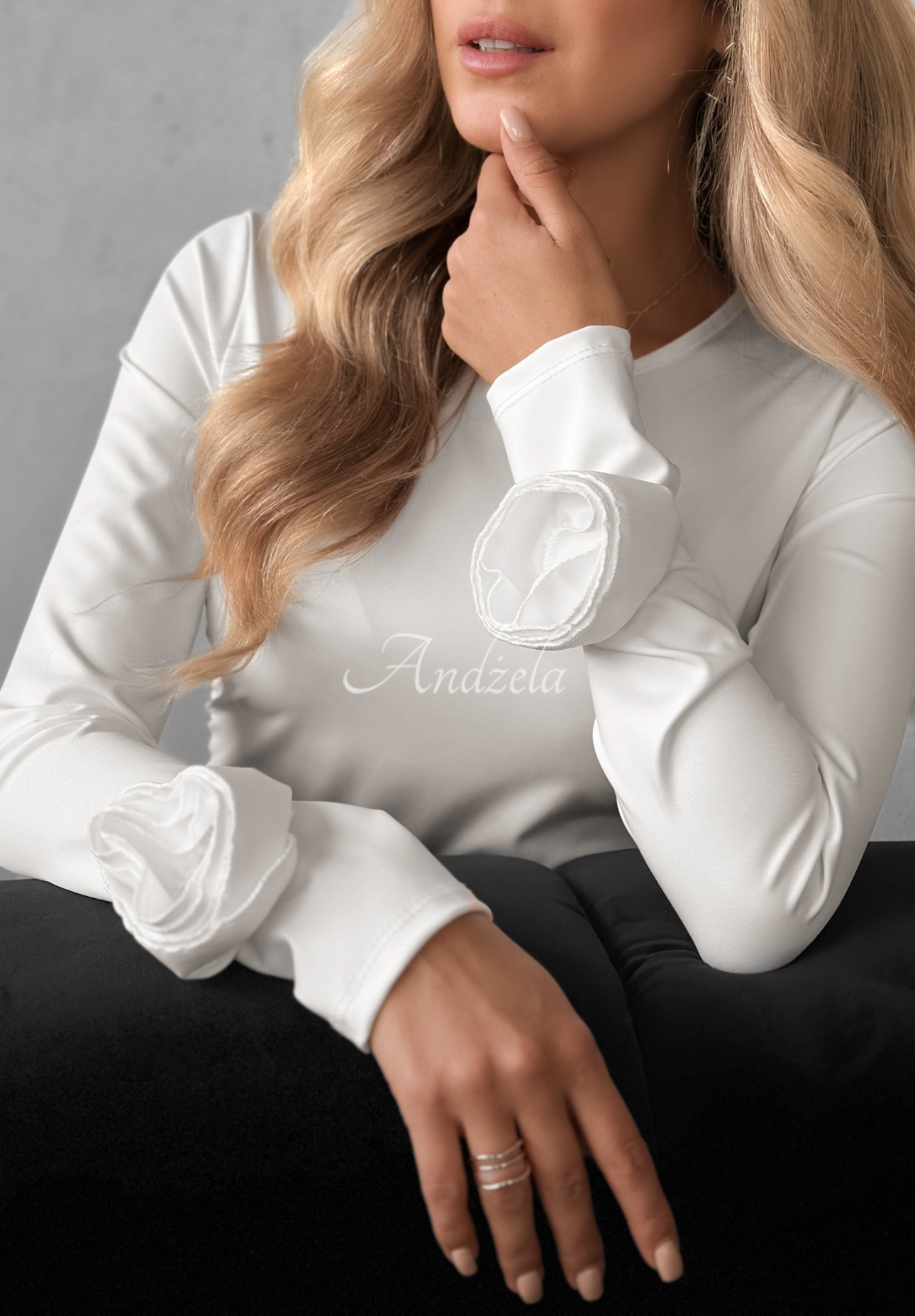 Bluse mit Rosenmuster Rose All Day Weiß