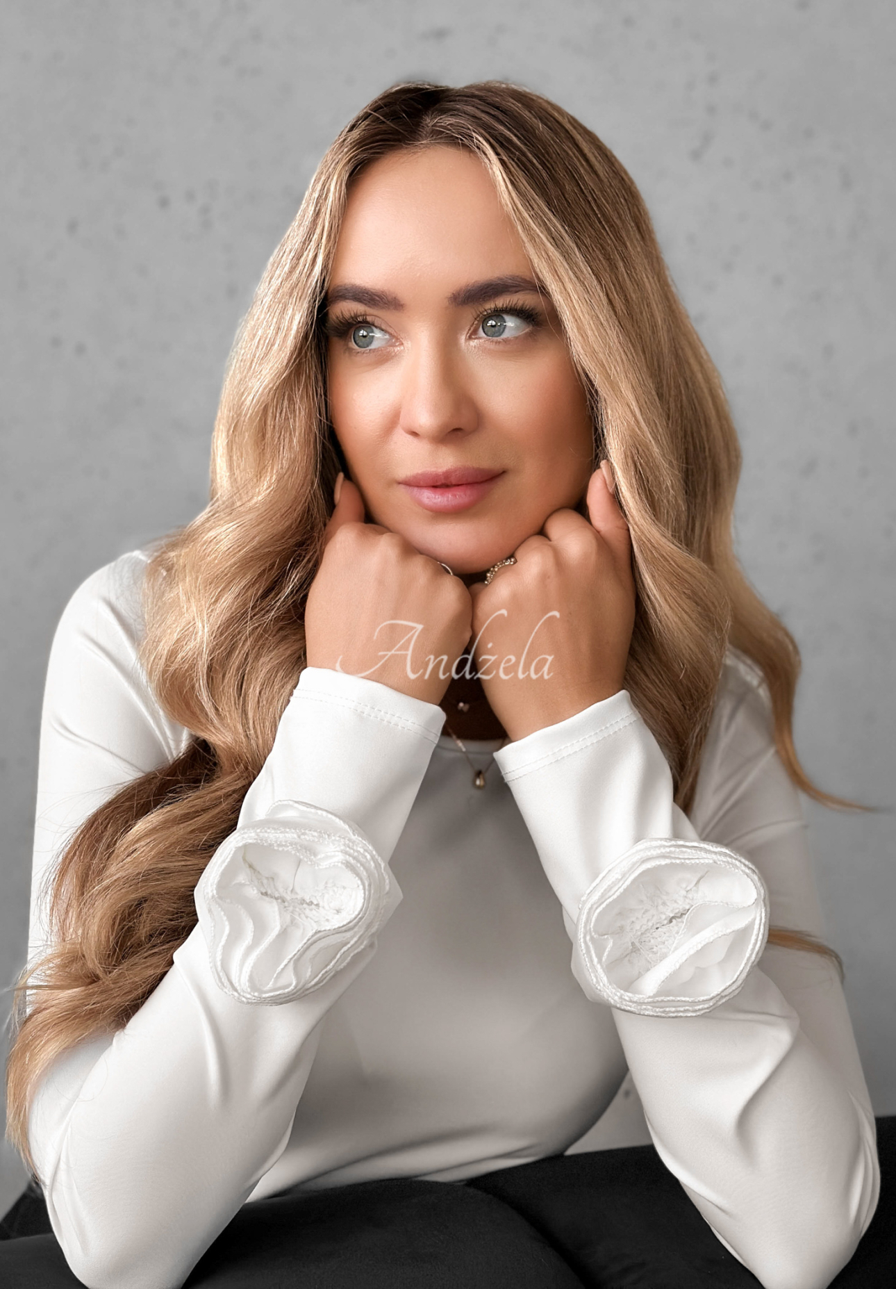 Bluse mit Rosenmuster Rose All Day Weiß