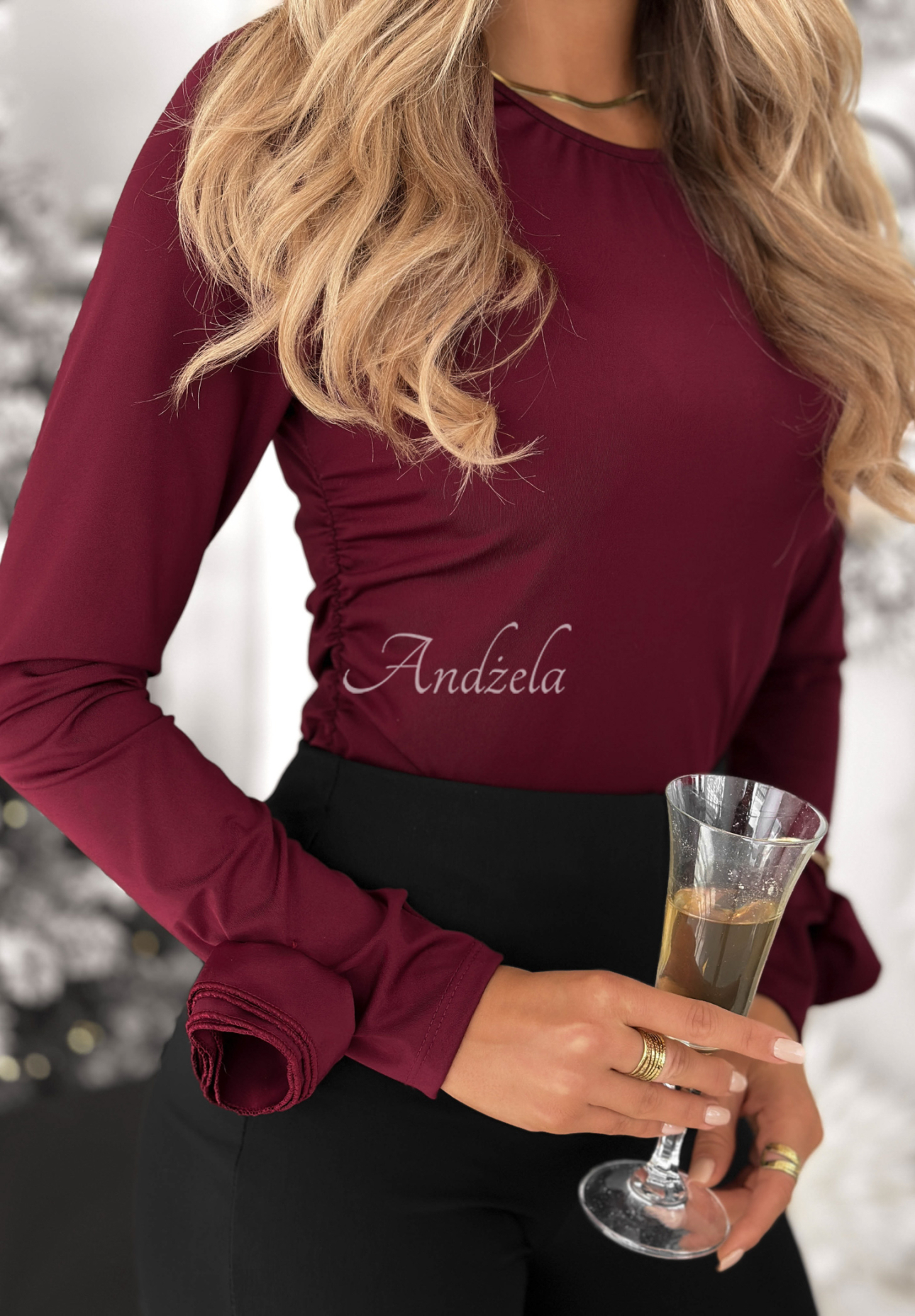 Bluse mit Rosenmuster Rose All Day Burgunderrot