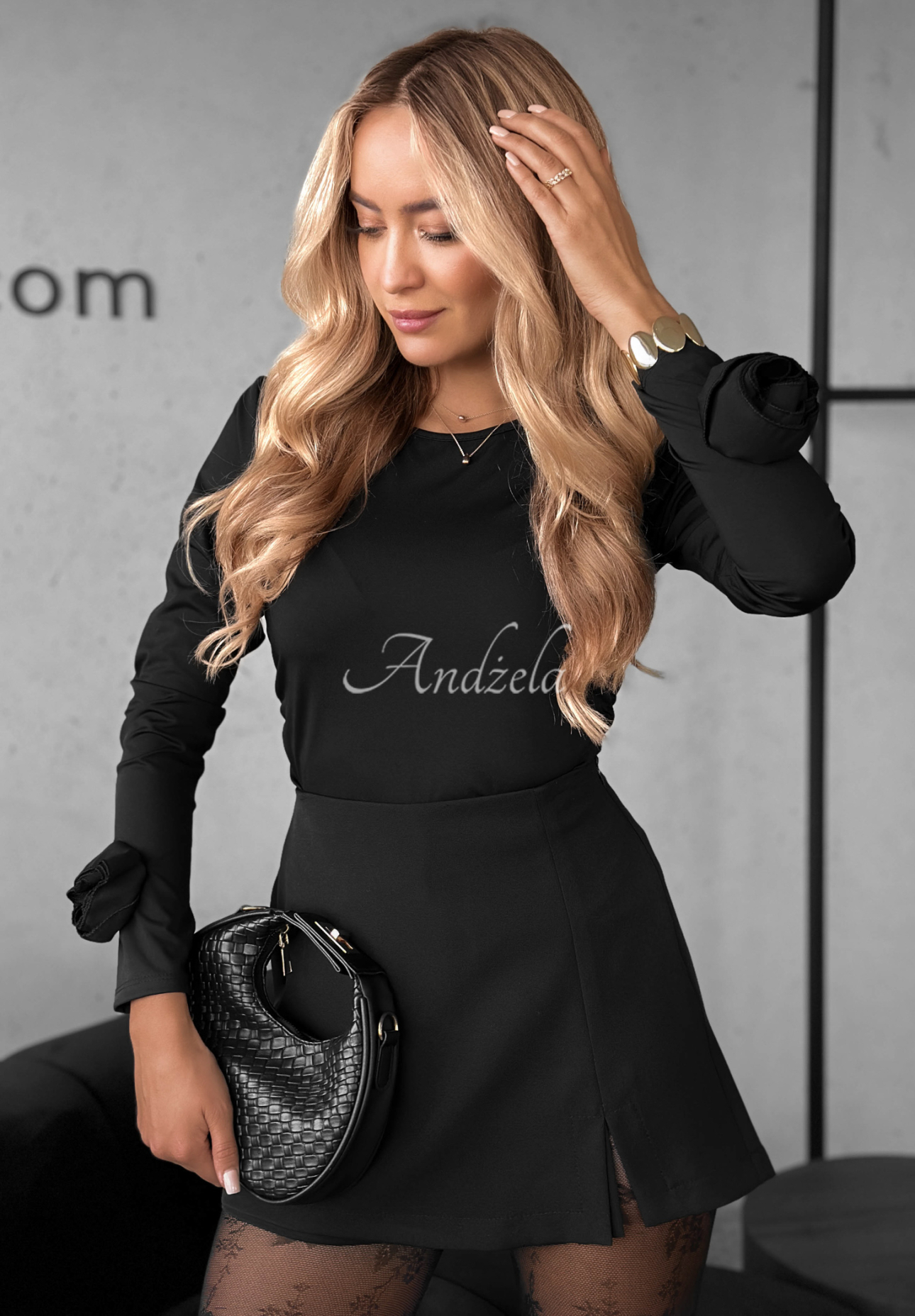 Bluse mit Rosenmuster Rose All Day Schwarz