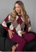 Pullover w romby Lone Pine Burgunderrot