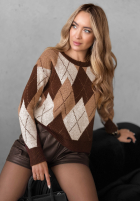 Pullover w romby Lone Pine Schokoladenbraun
