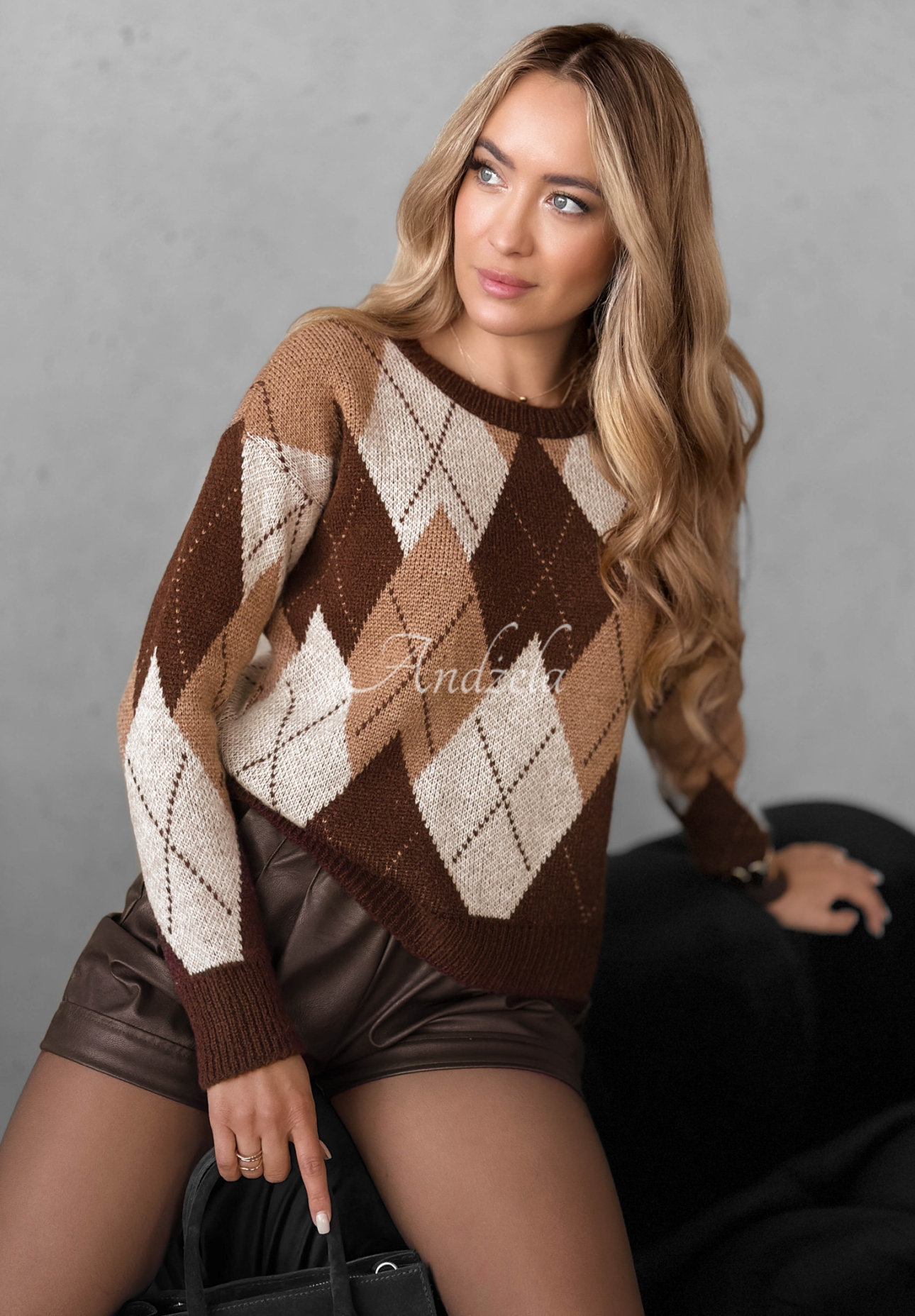 Pullover mit Rautenmuster Lone Pine Schokoladenbraun
