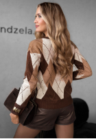 Pullover w romby Lone Pine Schokoladenbraun