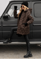 Pikowana Jacke z kapturem Chilly Nights Schokoladenbraun