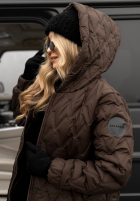 Pikowana Jacke z kapturem Chilly Nights Schokoladenbraun