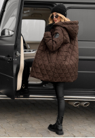 Pikowana Jacke z kapturem Chilly Nights Schokoladenbraun
