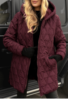 Pikowana Jacke z kapturem Chilly Nights Burgunderrot
