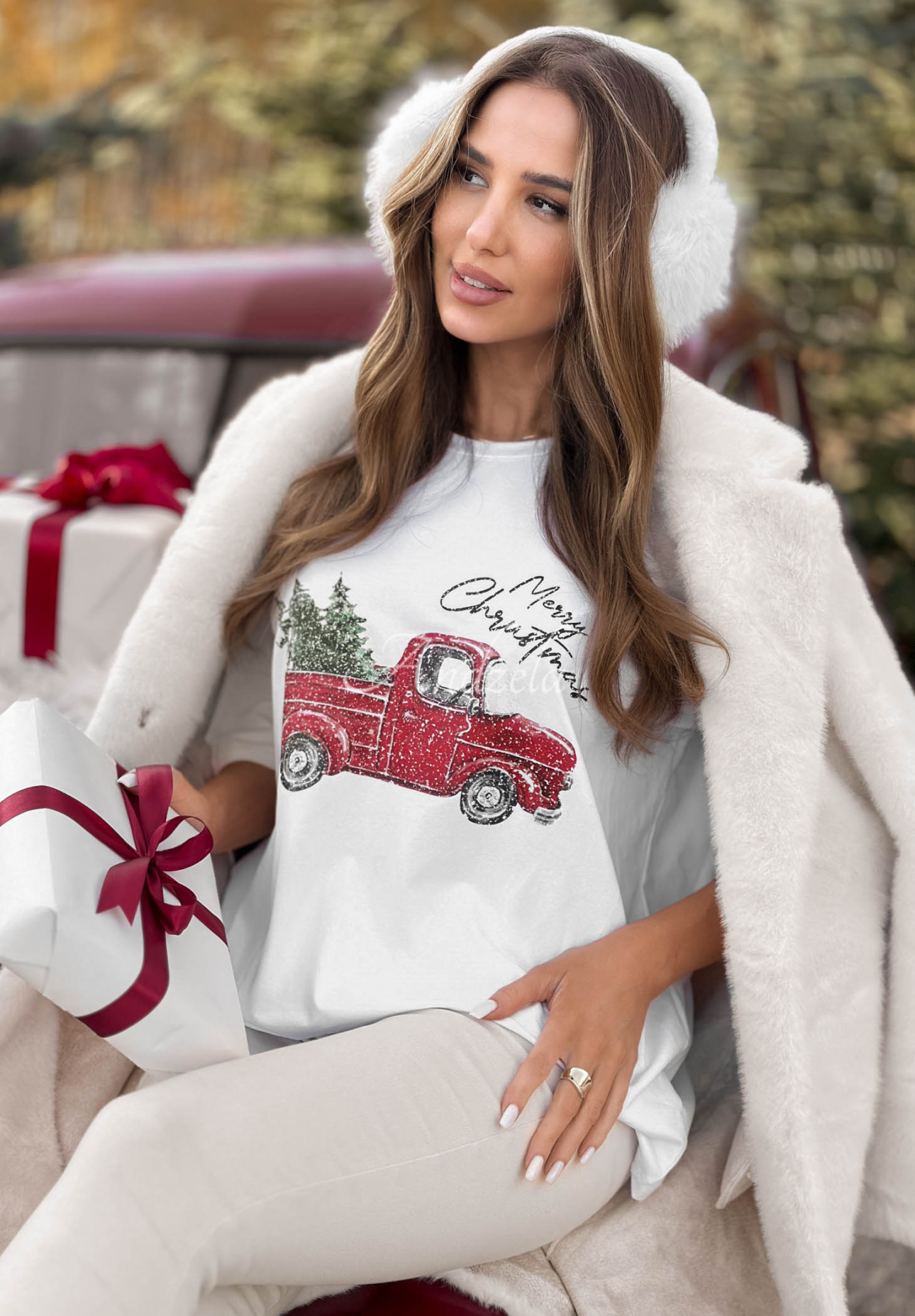 Weihnachts-T-Shirt mit Aufdruck Merry Times Weiß