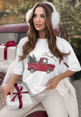 Weihnachts-T-Shirt mit Aufdruck Merry Times Weiß