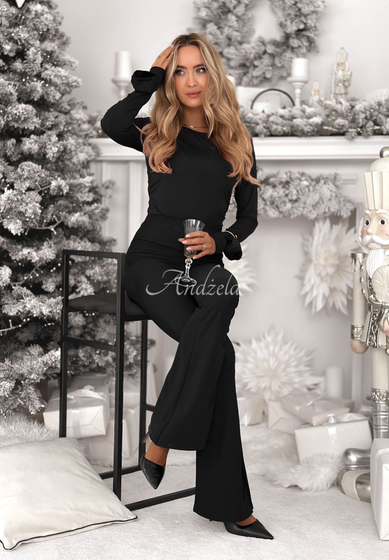 Bluse mit Rosenmuster Rose All Day Schwarz