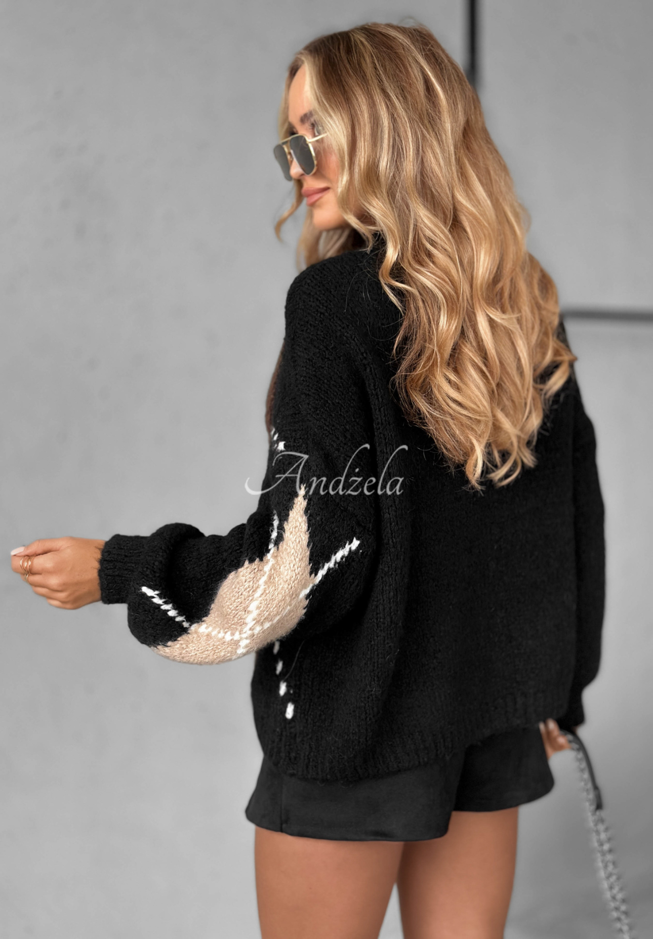 Pullover aus Wolle und Viskose mit Rautenmuster Sweet Apple Pie Schwarz