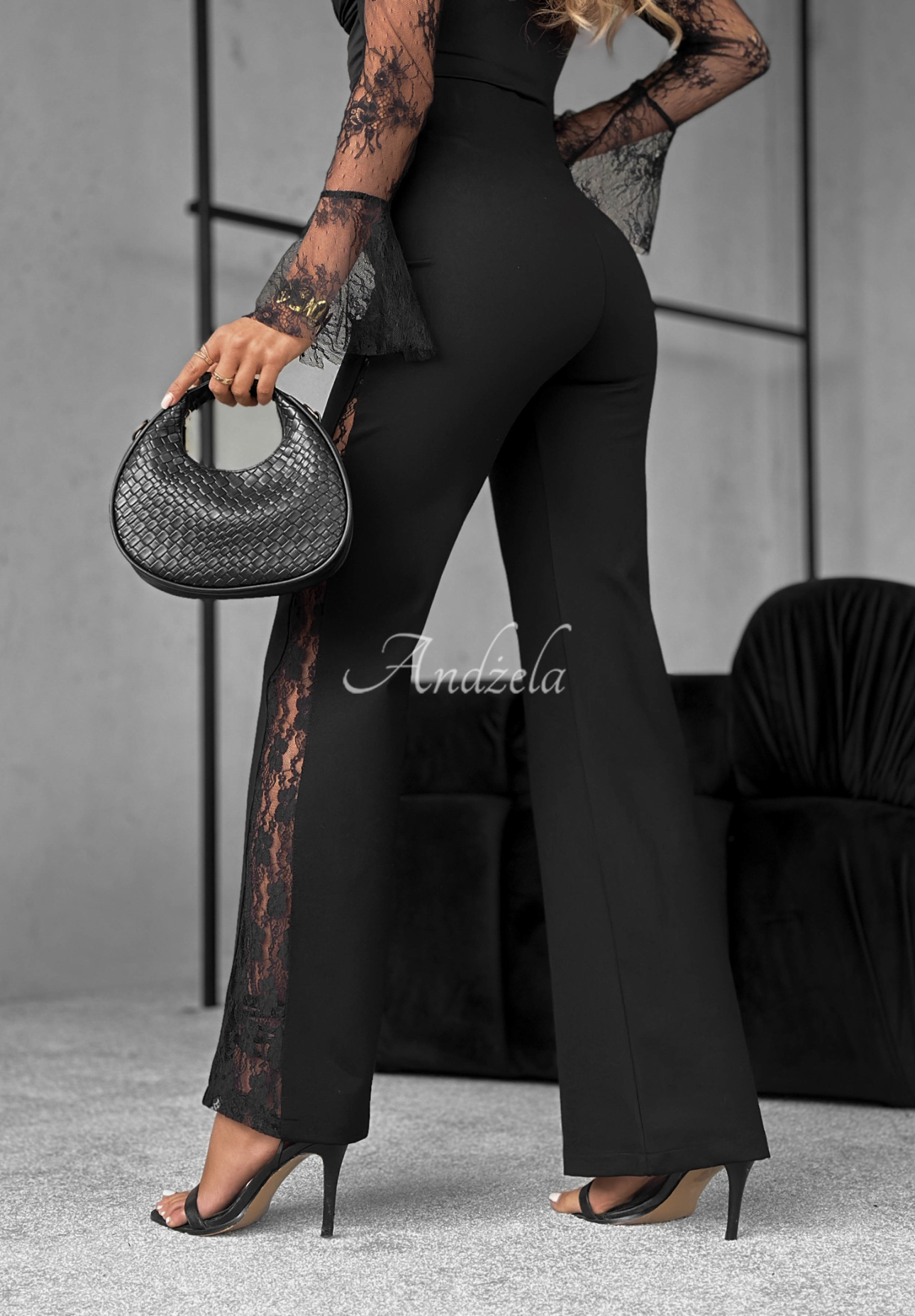 Viskosehose mit Spitze Dear Men Schwarz