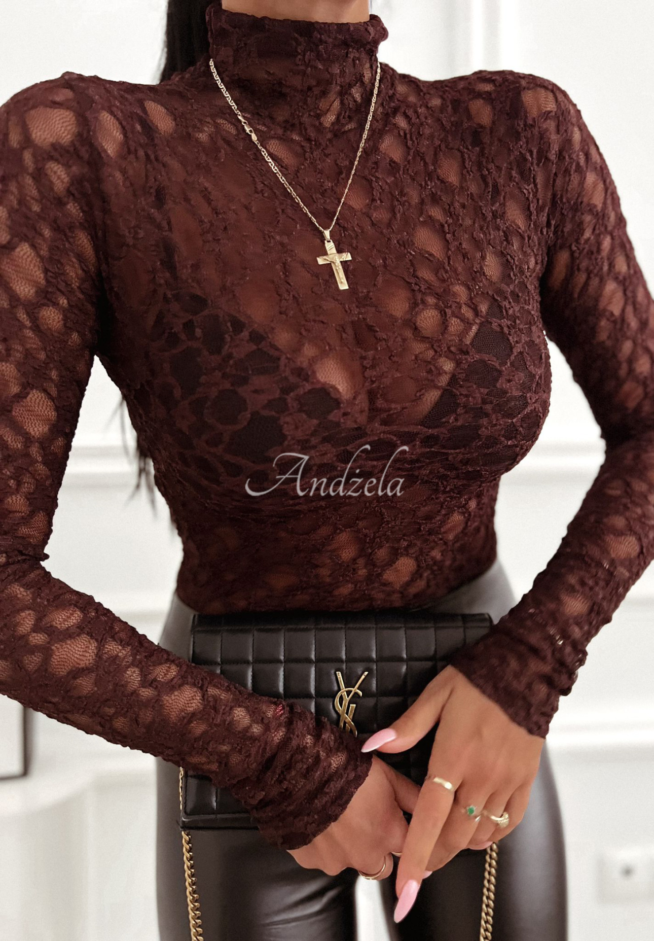 Spitzenbluse aus ViskoseThe Best Life Schokoladenbraun