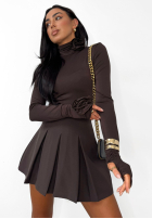 Plisowane spódnico-spodenki mini La Milla Casa De Moda Schokoladenbraun