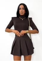 Plisowane spódnico-spodenki mini La Milla Casa De Moda Schokoladenbraun