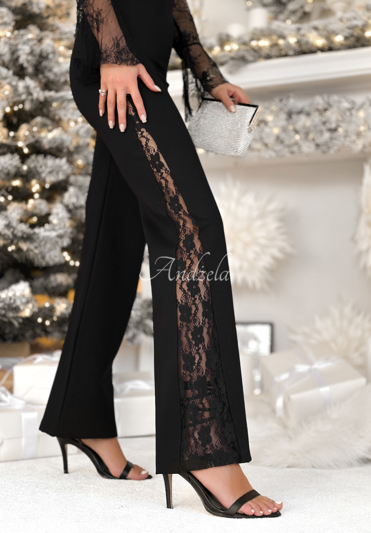 Viskosehose mit Spitze Dear Men Schwarz