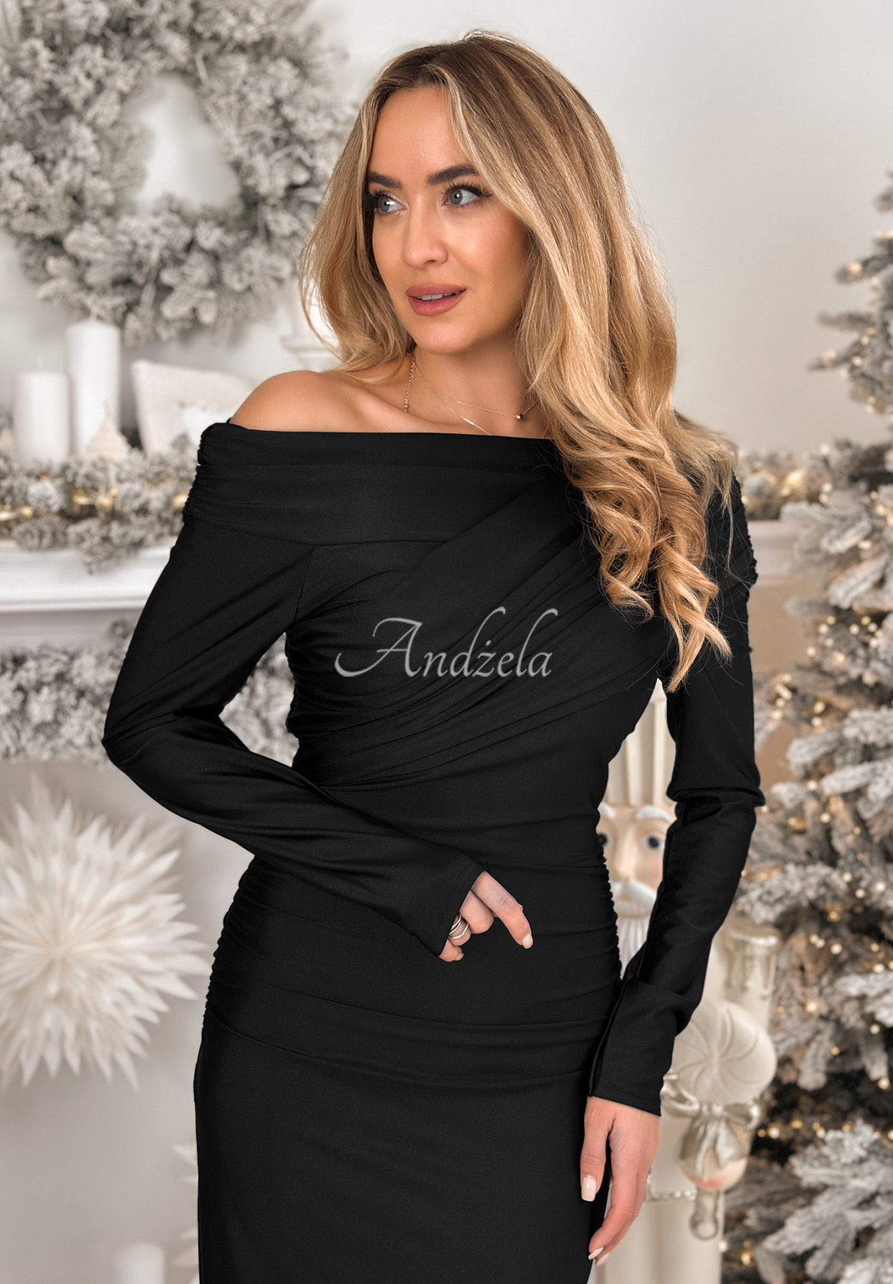 Figurbetontes Maxikleid Magical Night Schwarz