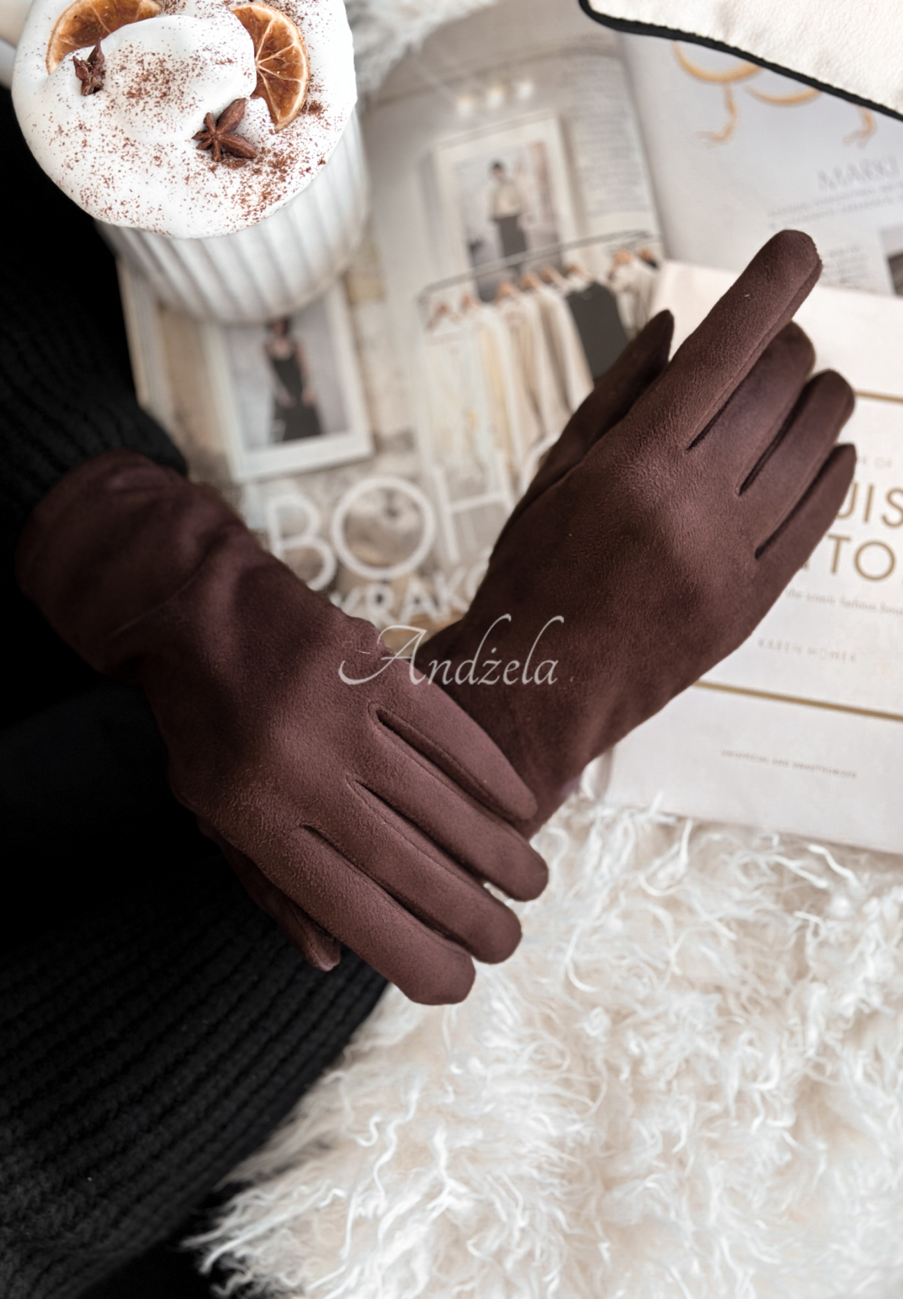 Velourslederhandschuhe Season Of Rest Schokoladenbraun