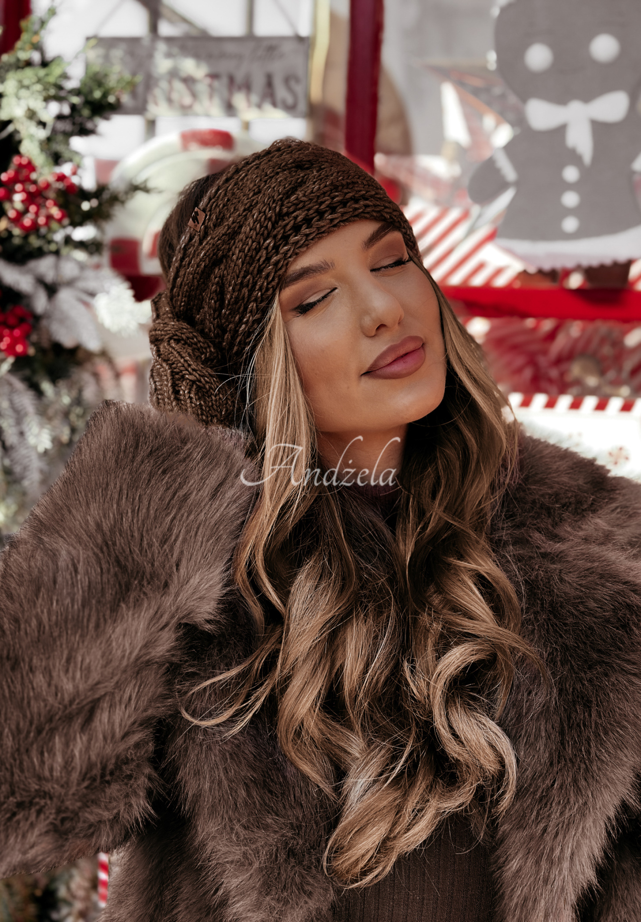 Geflochtenes Stirnband Winter Wishes Schokolade