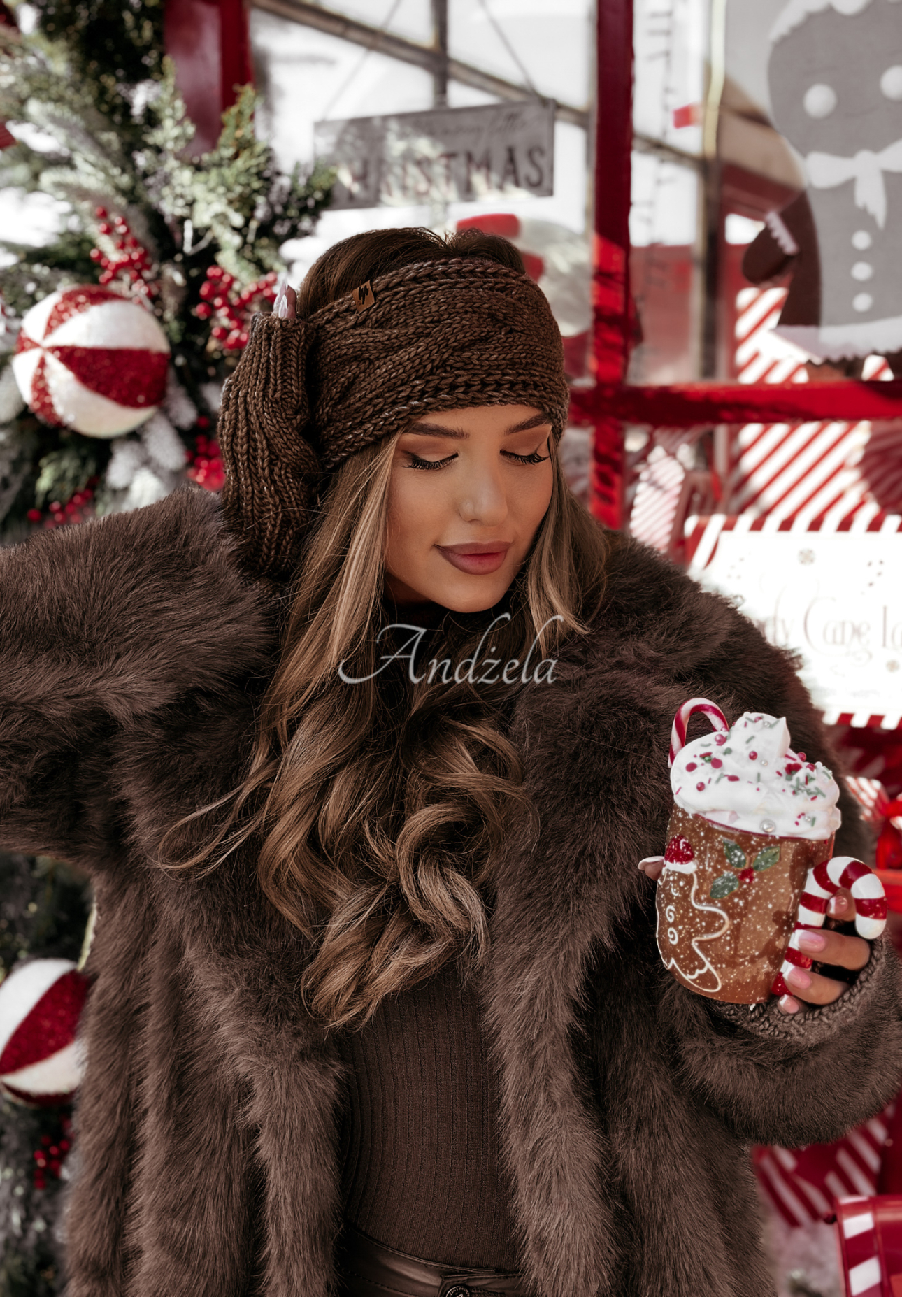 Geflochtenes Stirnband Winter Wishes Schokolade